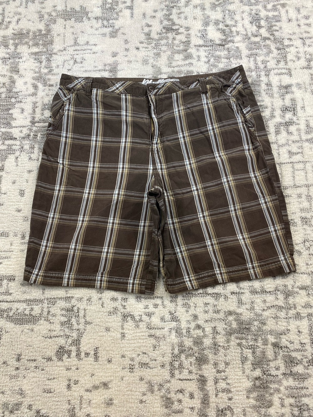 Brown Midtown Plaid Baggy Shorts